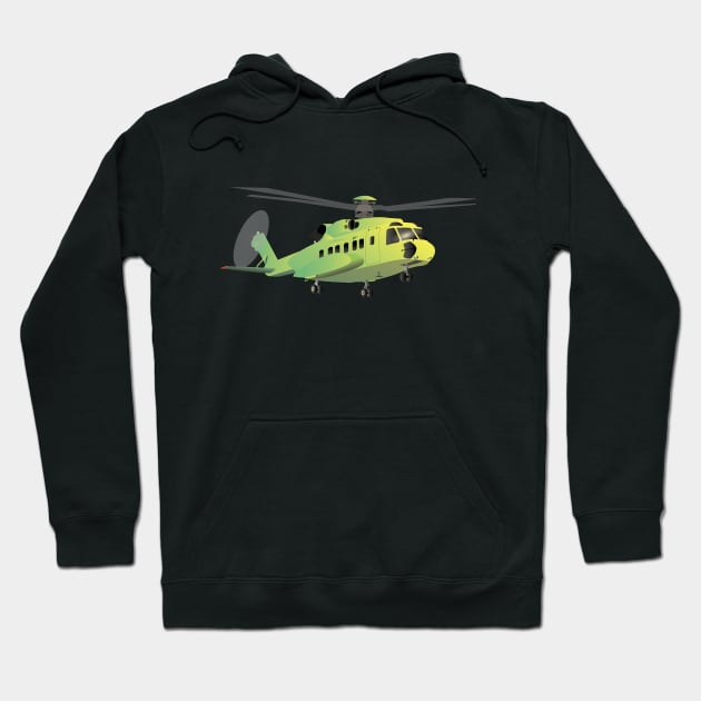 Green and Yellow Helicopter Hoodie by NorseTech